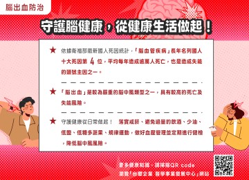 腦出血防治懶人包-突然劇烈頭痛、臉歪手腳無力，立即辨識腦出血警訊!