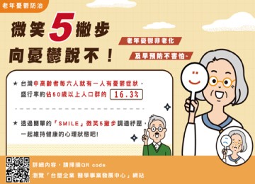 老年憂鬱防治懶人包-微笑5撇步 向憂鬱說不！